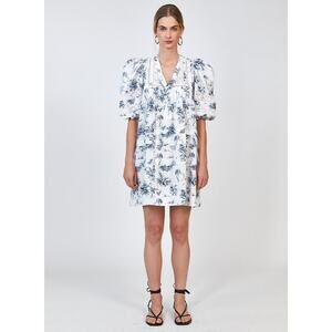 Hunter Bell Jenkins Dress Flamingo White & Navy Preppy Coastal Resort Wear Dress